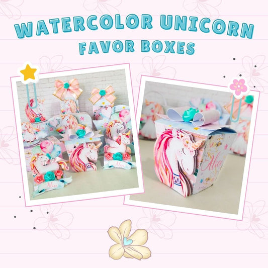 Water Color Unicorn - Favor boxes