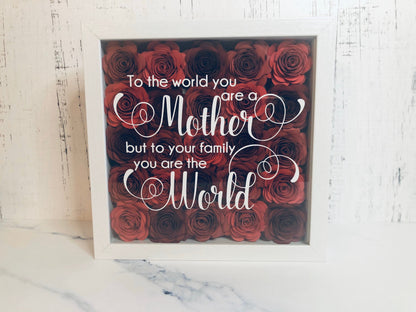 Unique Gift: Custom Hand Rolled Paper Flower Gift Shadow Box Mothers Day gift, Gift for Wife or Fiance | Gift for Mom Tones or Red