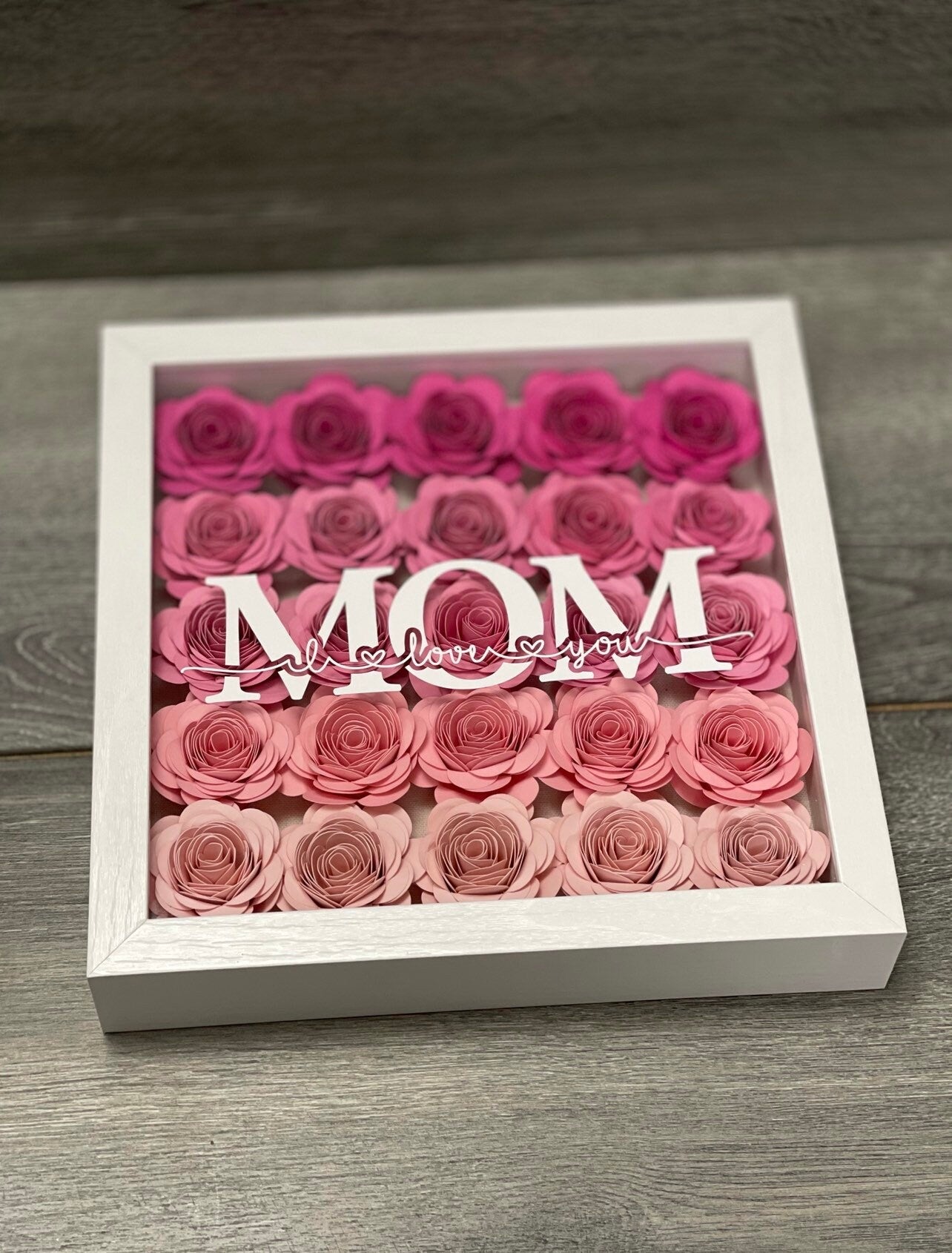 I Love You MOM Shadow box | Paper Flower shadowbox | Anniversary gift | Mother’s Day gift | Gift for Wife| Gift for Mom| Forever Flowers