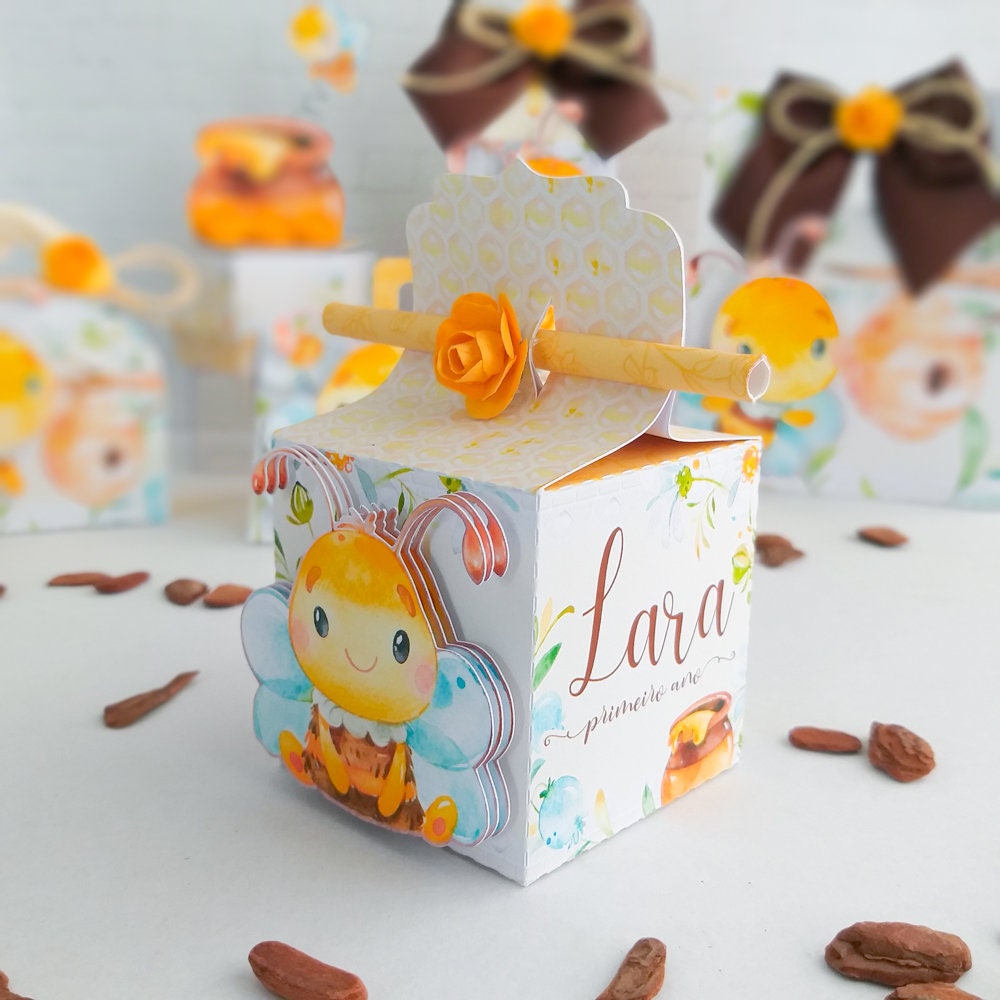 Honey Personalized Baby Shower Straw box Box - Honey Bee Personalized gift Box - Bumble bee baby shower favor - bee party favor