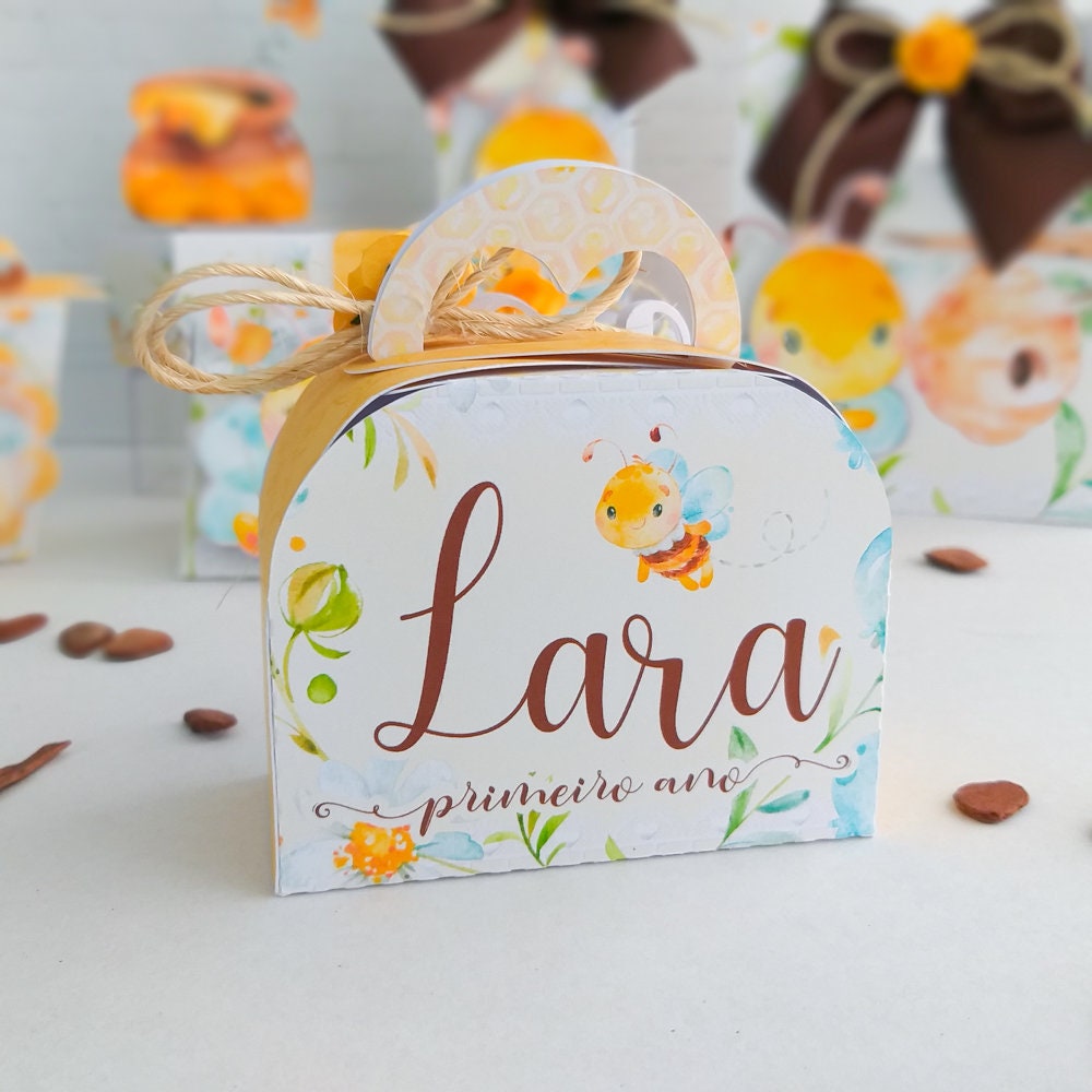 Honey Personalized Baby Shower suitcase Box - Honey Bee Personalized Favor Box - Bumble bee baby shower favors - bee theme party favor