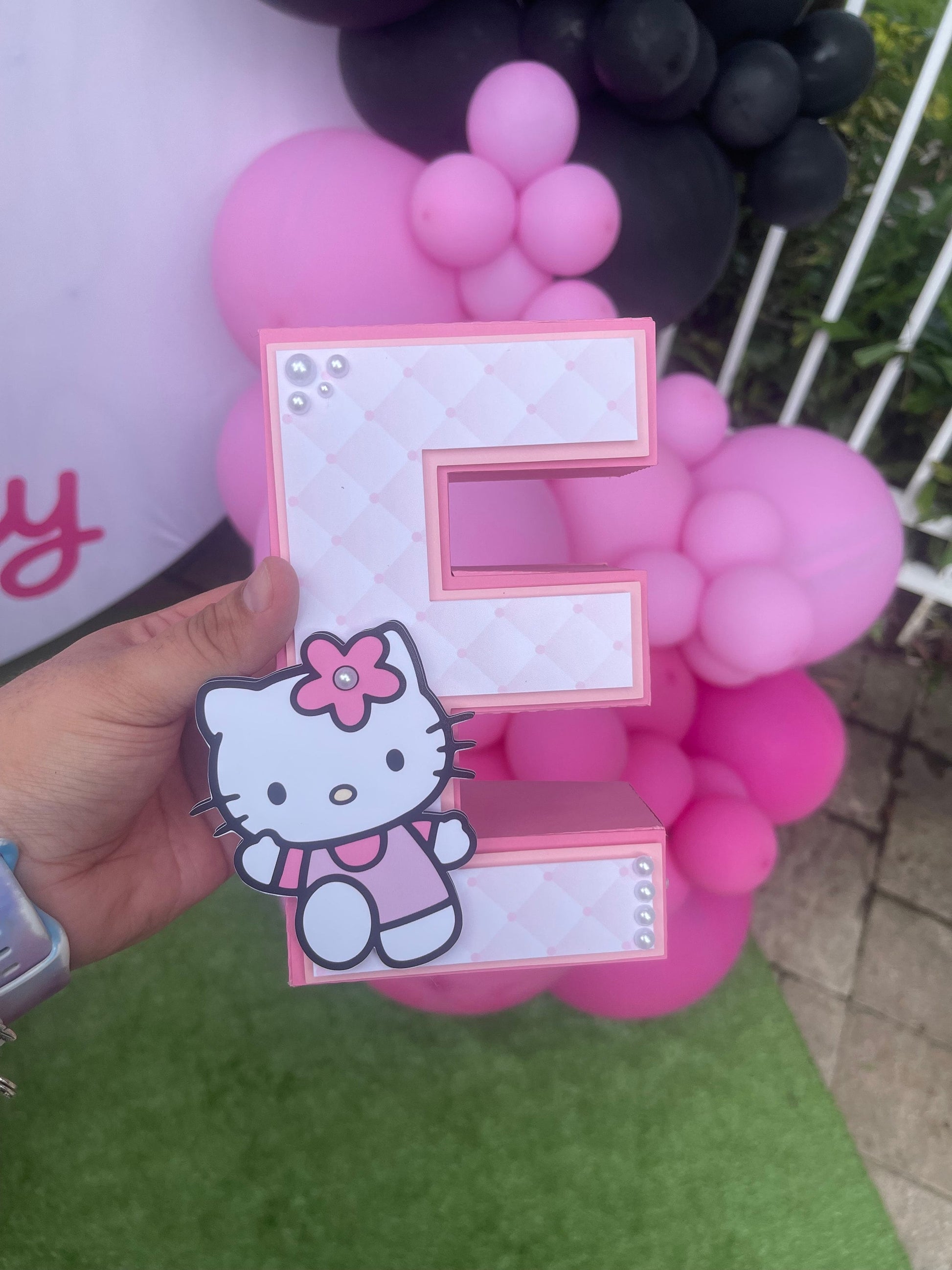 Kitty themed 3D paper letter - 3D letter prop - photo prop- pink themed letter prop - kitty prop- party decor