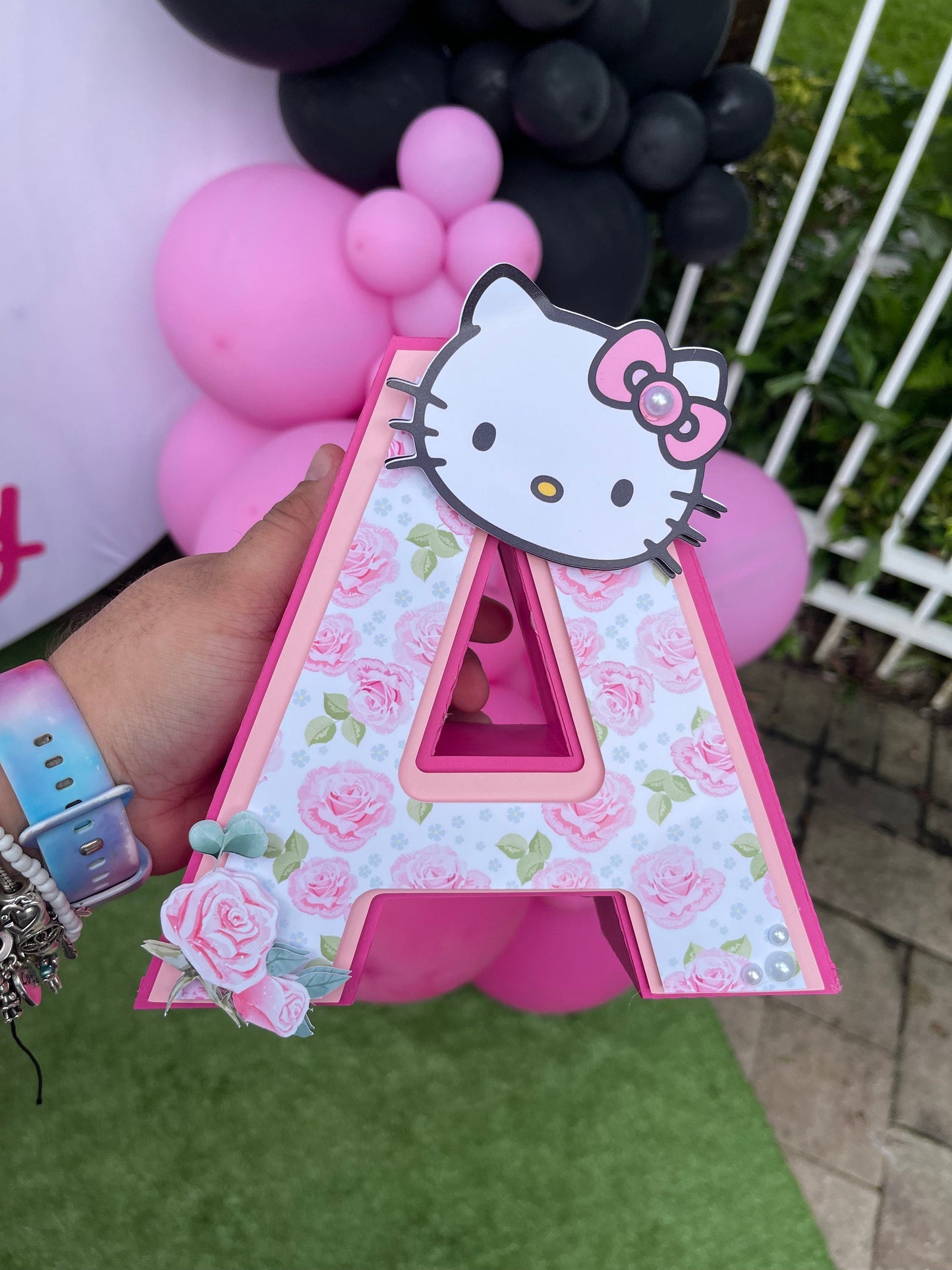 Kitty themed 3D paper letter - 3D letter prop - photo prop- pink themed letter prop - kitty prop- party decor