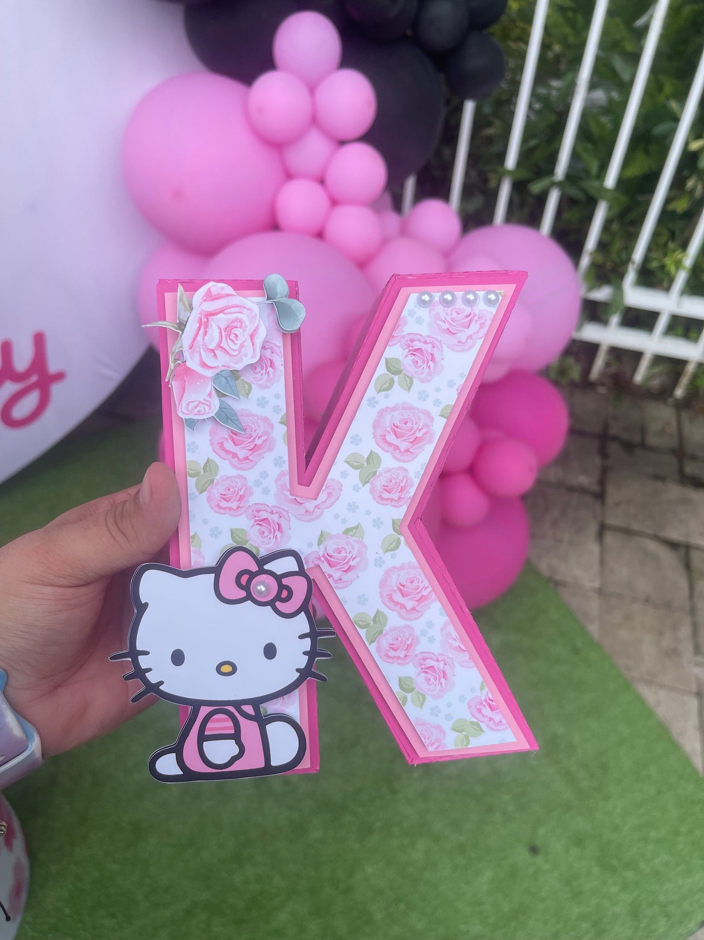 Kitty themed 3D paper letter - 3D letter prop - photo prop- pink themed letter prop - kitty prop- party decor