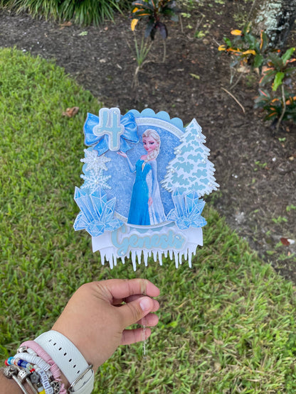 Frozen inspried Cake Topper - Custom Cake Topper - Ice Queen Cake topper - Frozen inspired party decor - Elsa Inspired cake topper