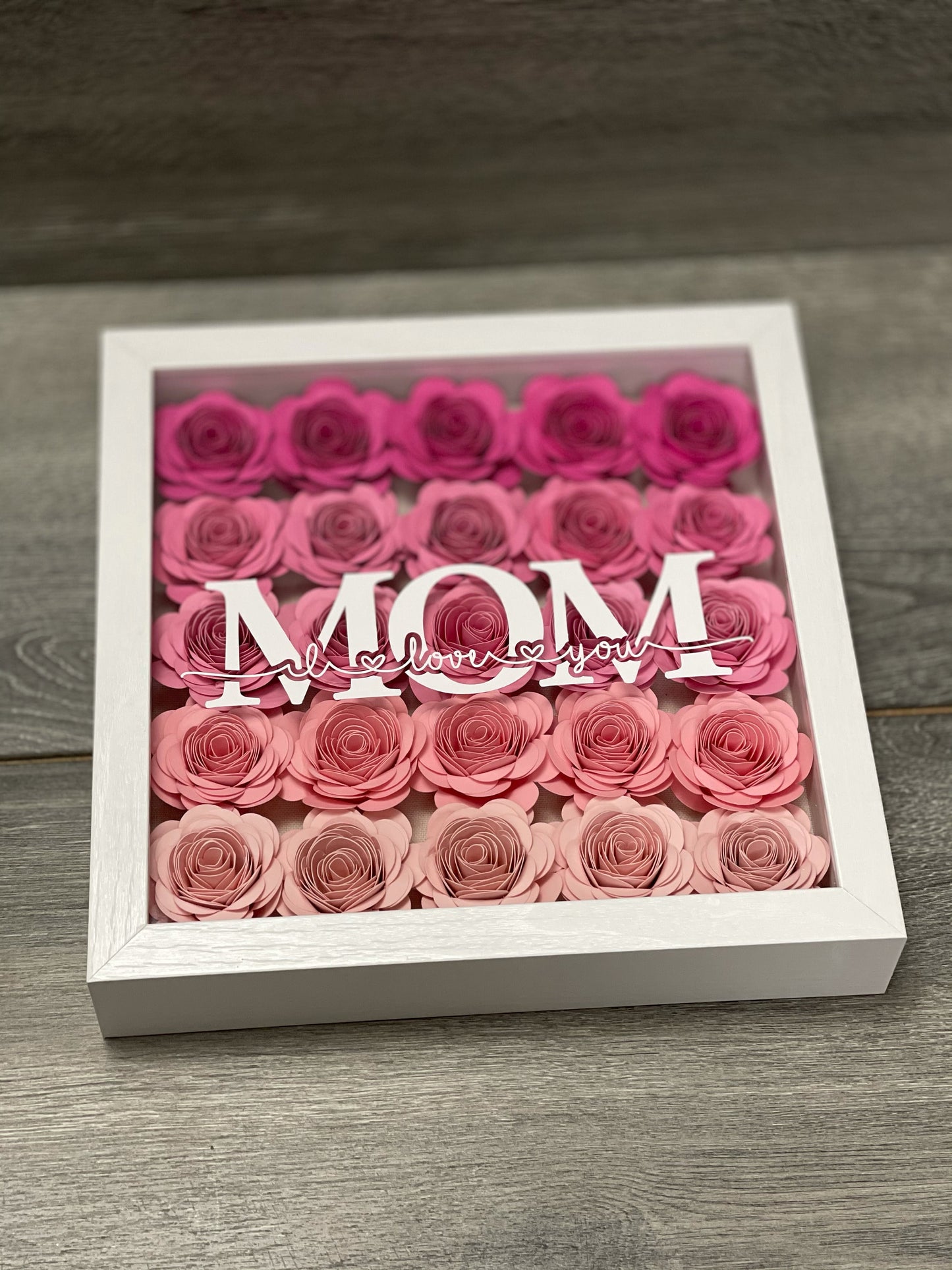 I Love You MOM Shadow box | Paper Flower shadowbox | Anniversary gift | Mother’s Day gift | Gift for Wife| Gift for Mom| Forever Flowers