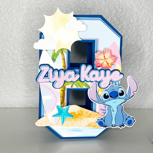 Stitch prop, stitch 3d number, Stitch Number, Stitch number decor, Stitch party decor, Stitch 3D letter, Stitch 3D Number, Stitch party decorations, Stitch inspired topper. Stitch paper party decor, Stitch party props, Stitch centerpieces, Stitch