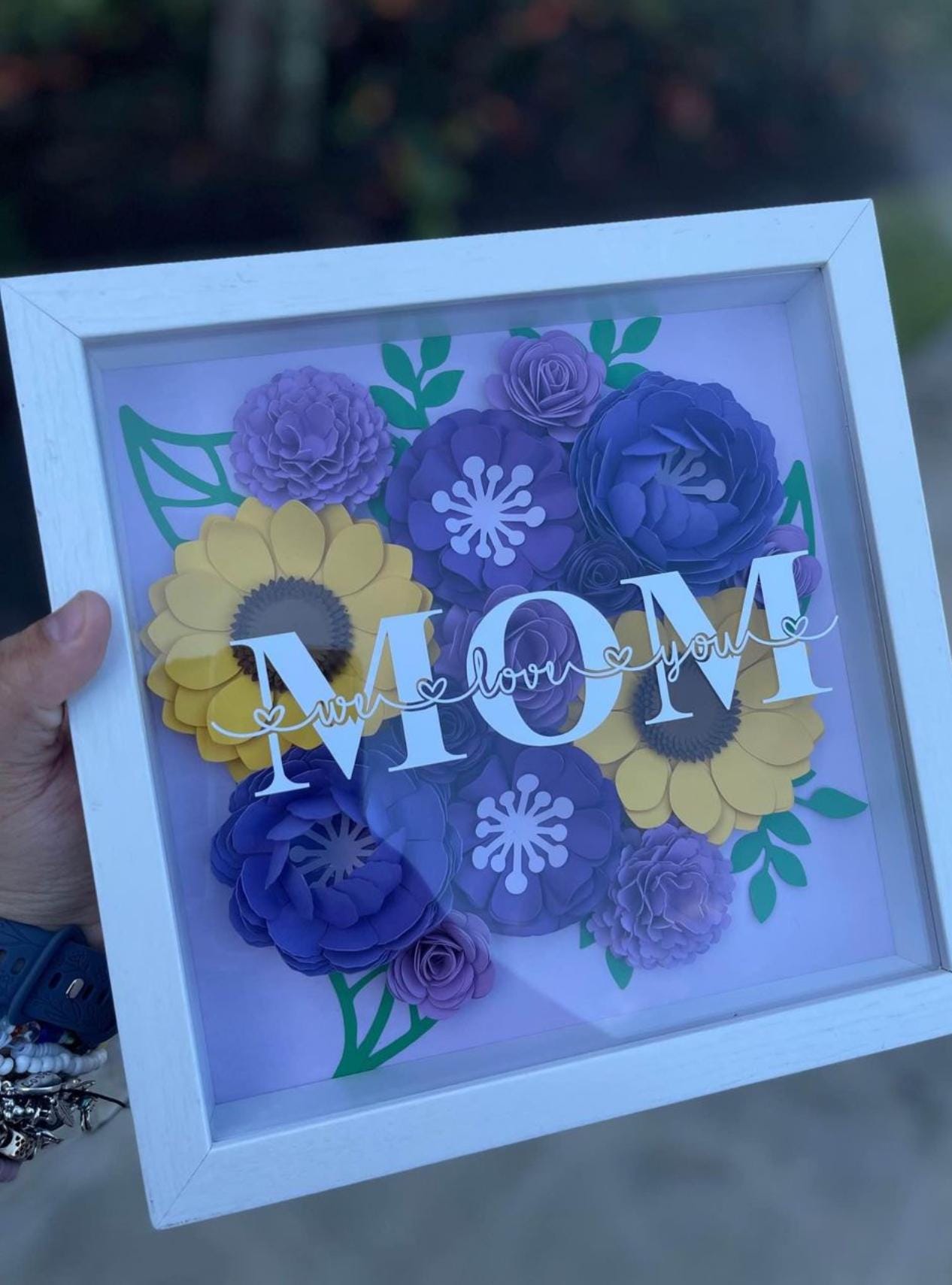 Custom Sunflower Gift | I Love You Shadow Box | Paper Flower Art | Anniversary Gift| Mother’s Day Gift for Wife & Mom | Gift for Aunt