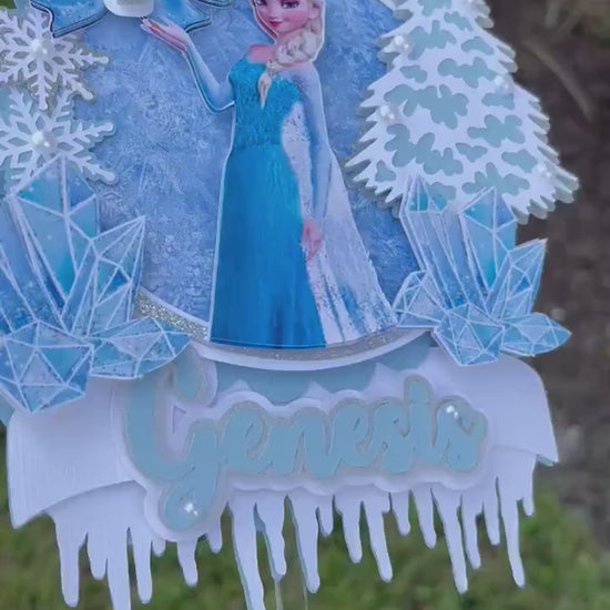 Frozen inspried Cake Topper - Custom Cake Topper - Ice Queen Cake topper - Frozen inspired party decor - Elsa Inspired cake topper