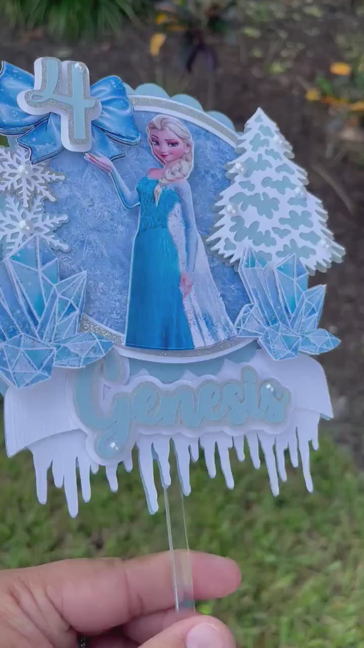 Frozen inspried Cake Topper - Custom Cake Topper - Ice Queen Cake topper - Frozen inspired party decor - Elsa Inspired cake topper